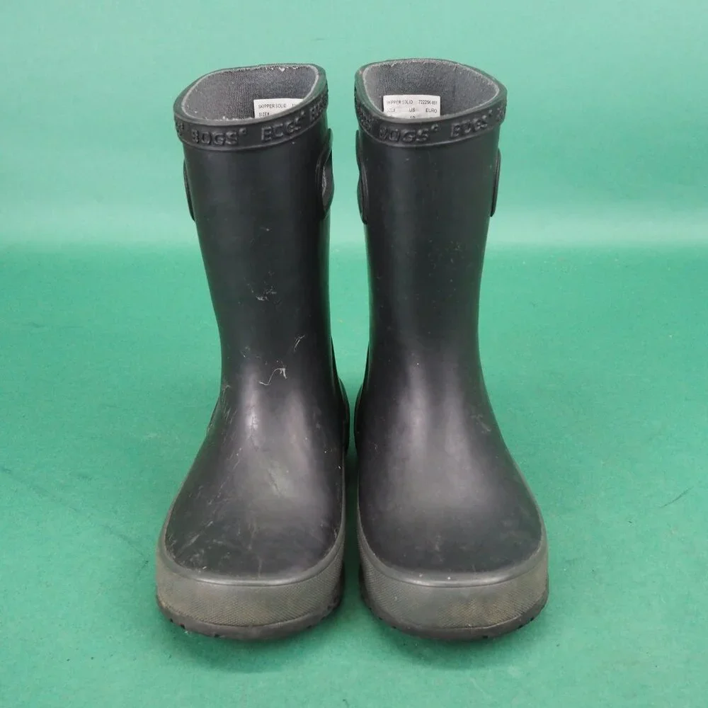 Bogs Skipper Kids Waterproof Rain Boots Size 10 Toddler Classic Solid Black - Picture 4 of 7